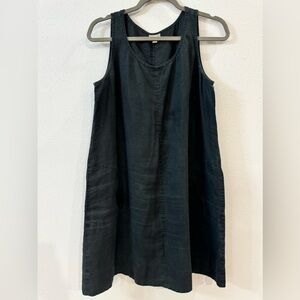 Ladies J Jill Size M Petite Washed Black Linen Dress. A Line, Above Knee.